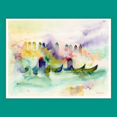 9" x 12" "Adventures Await in Venice" Watercolor Print by Sophia Khan